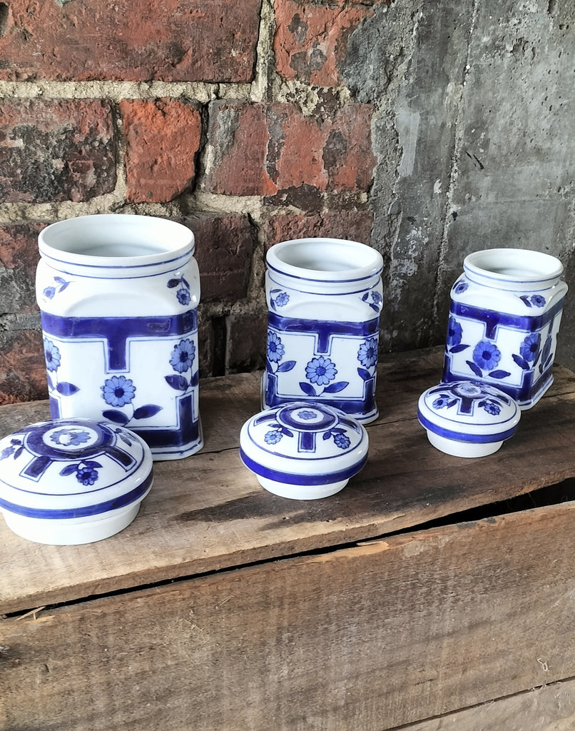 SET OF THREE    Blue and with Jars    TC4