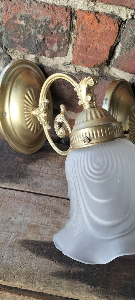 80s Wall Light Brass with Frosted Shade   WL6