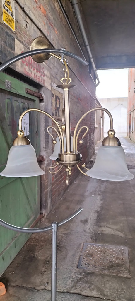 Three Arm Chandelier with Glass Shades.  TA3