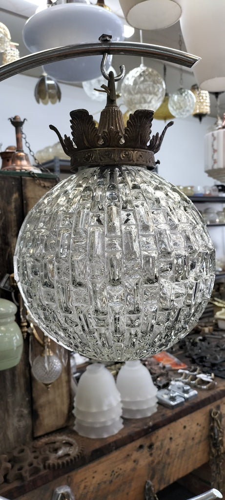 Cut Glass Large Globe  Swag Lamp  CG44