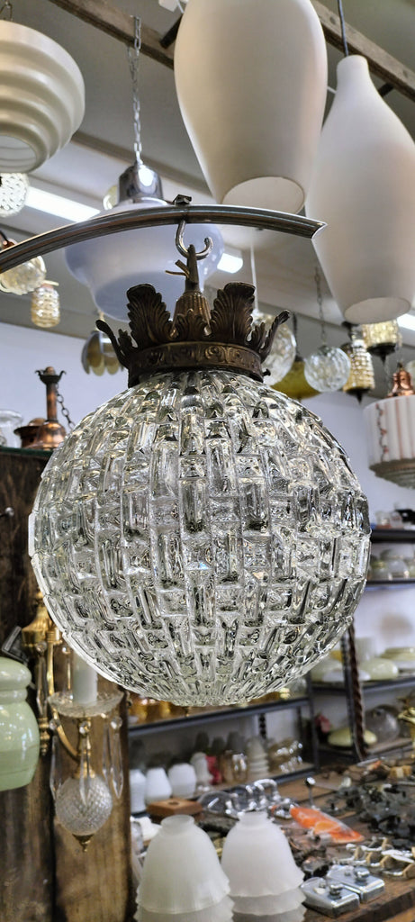 Cut Glass Large Globe  Swag Lamp  CG44