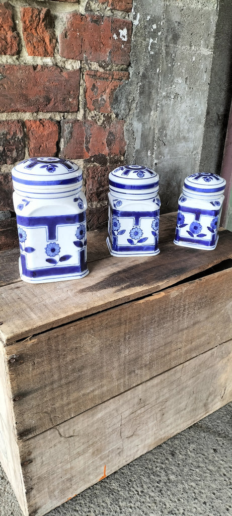 SET OF THREE    Blue and with Jars    TC4