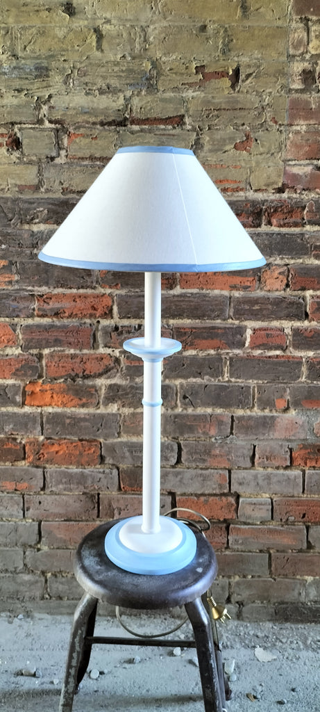 Large Cream and Light Blue Table Lamp