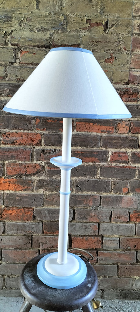 Large Cream and Light Blue Table Lamp